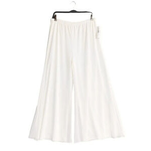 PRELUDE Palazzo Pants Petite Size XL Wide Leg High Waist Lined Ivory Made In USA